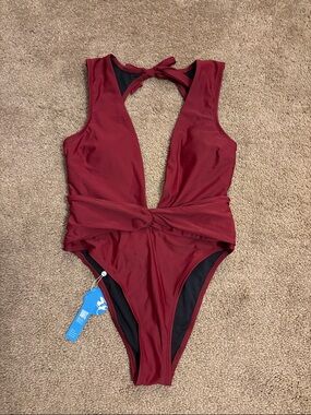 Cupshe Red One-Piece Swimsuit with Black Lining